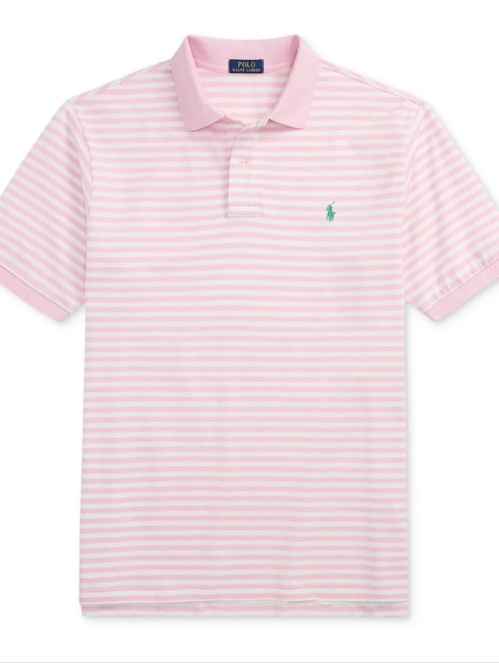 Polo Ralph Lauren Polo PInk White Striped WIth Green LOGO. NWT. Size XLT MEN'S